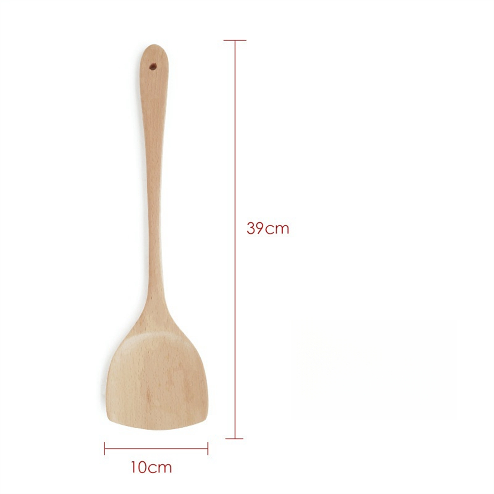 Holz-Kochgeschirr mit langem Griff, rutschfest, verbrühungsfrei, Spatel, Suppenlöffel, Haushalt, hitzebeständiges Utensil, Küchenzubehör: Licht Grün