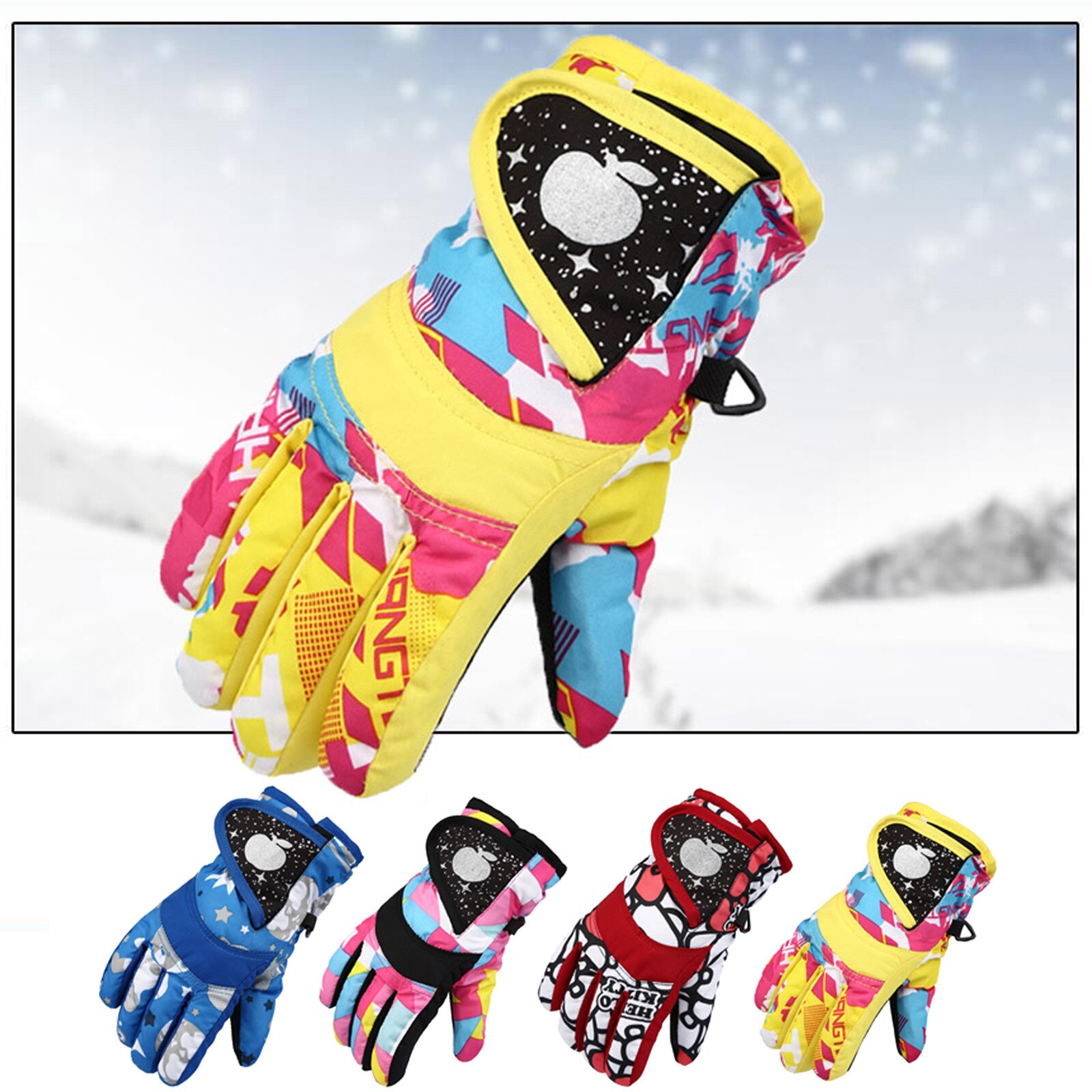 Kids Ski Gloves Snowboard Gloves Ultralight Waterproof Winter Sonw Warm Fleece Motorcycle Snowmobile Riding Cycling Gloves