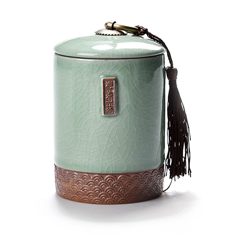 Pequeño tarro de té Caddy de cerámica sello de almacenamiento de té cofre café dulces caja de almacenamiento de alimentos de cocina juego de té Kung Fu tanque portátil