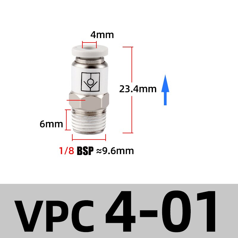 M5 1/8" 1/4" 3/8" 1/2" BSP Thread Pneumatic Check Valve One Way Non-return Valve One Touch Qucik Fitting Connector Coupling: VPC 4-01