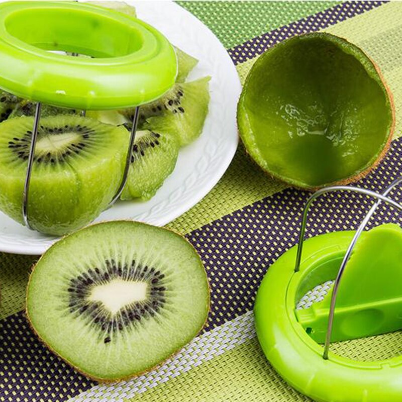 Green And Yellow Mini Fruit Kiwi Cutter Peeler Slicer Kitchen Gadgets Tools Kiwi peeling tools For Pitaya 10.08