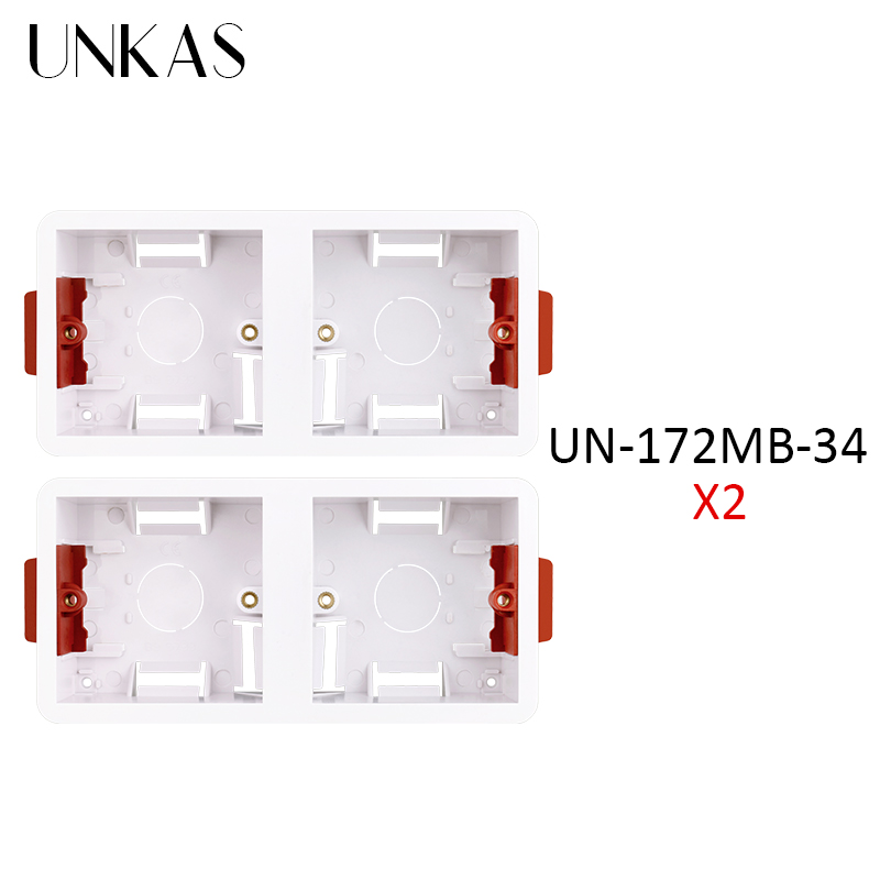 UNKAS Dry Lining Box For Gypsum Board / Drywall / Plasterboad 34mm Depth Wall Switch Socket 86mm / 146mm / 172mm Cassette: 2 Unit 172MB-34