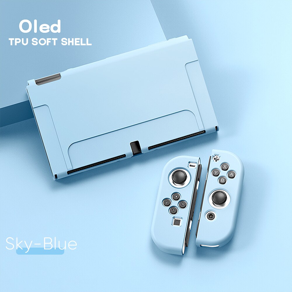 NEUE Für Schalter OLED Schutzhülle Soft/Hard Cover Kawaii Rosa Silikon Schutzhülle Für Nintendo OLED Konsole Zubehör: Sky Blue