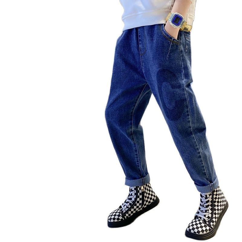 Otoño Jeans Denim para Niño Pantalones de Ropa adolescente imprimir pantalones casuales niños Pantalones Bebé niños azul Pantalones