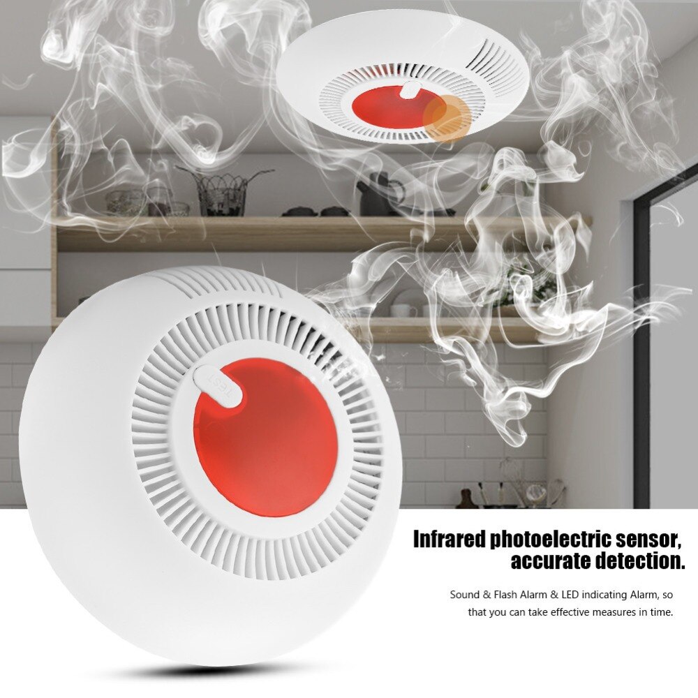 Wireless Smoke Alarm Detector Fire Protection Sensor for Home Security Infrared Photoelectric Sensor