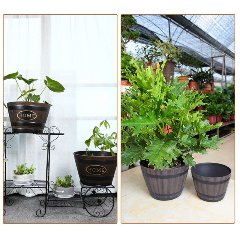 Hars Whiskey Vat Bloempot Ronde Planter Indoor Outdoor Tuin Yard Patio Wxv