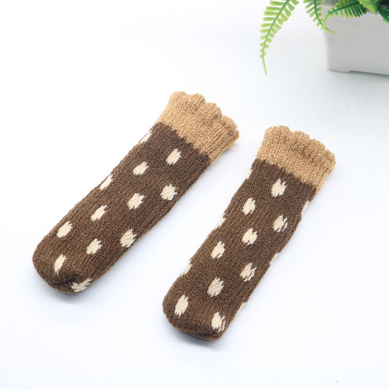 4Pcs Cartoon Striped Table Foot socks Chair Leg Covers Floor Protectors Non-Slip Knitting Socks For Furniture Home Decoration