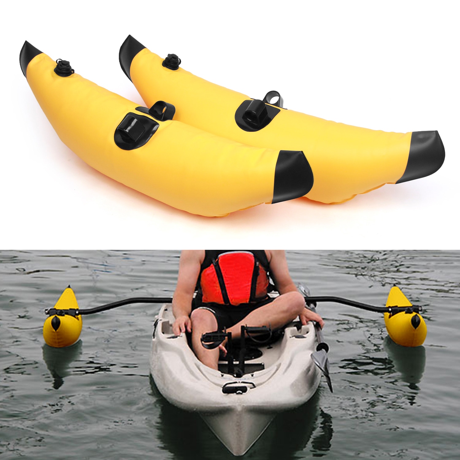 2 stk kajakk pvc oppblåsbare utrigger flyte kajakk båt fiske stående flyte stabilisator system sett