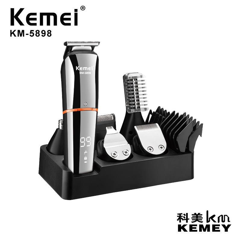 Kemei km -5898 11 in 1 grooming kit för hårsalong herr tvättbar och laddningsbar hårtrimmer