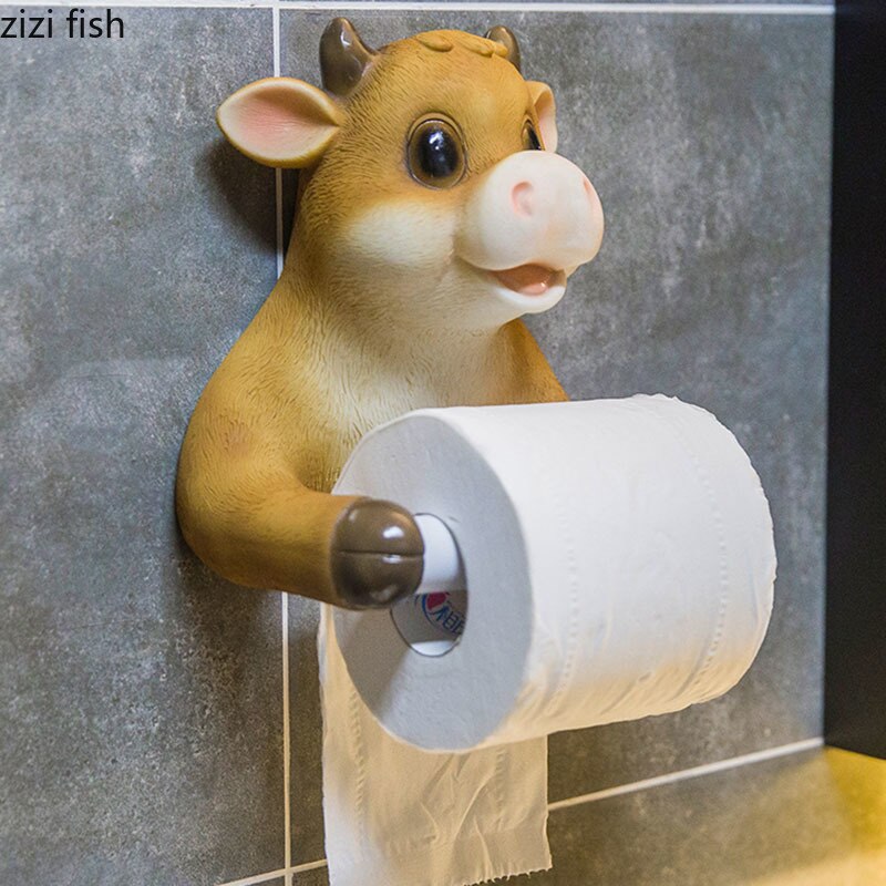 Leuke Vee Tissue Houder Wc Wall-Mounted Papierrolhouder Koeien Decoratieve Papieren Handdoek Houder Punch-Gratis Badkamer accessoire