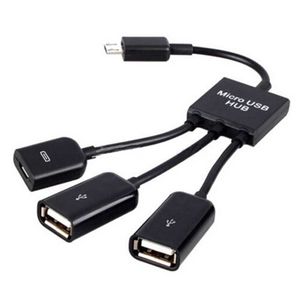 3 in 1 Micro USB HUB Male to Female &amp; Double USB 2.0 Host OTG Adapter Cable
