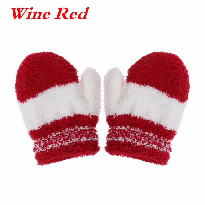 2020 del nuovo Sveglio infantile Del Capretto Del bambino Delle Ragazze Dei Ragazzi Inverno Caldo Guanti Del bambino Del lavorare a maglia Arcobaleno Guanti: vino rosso