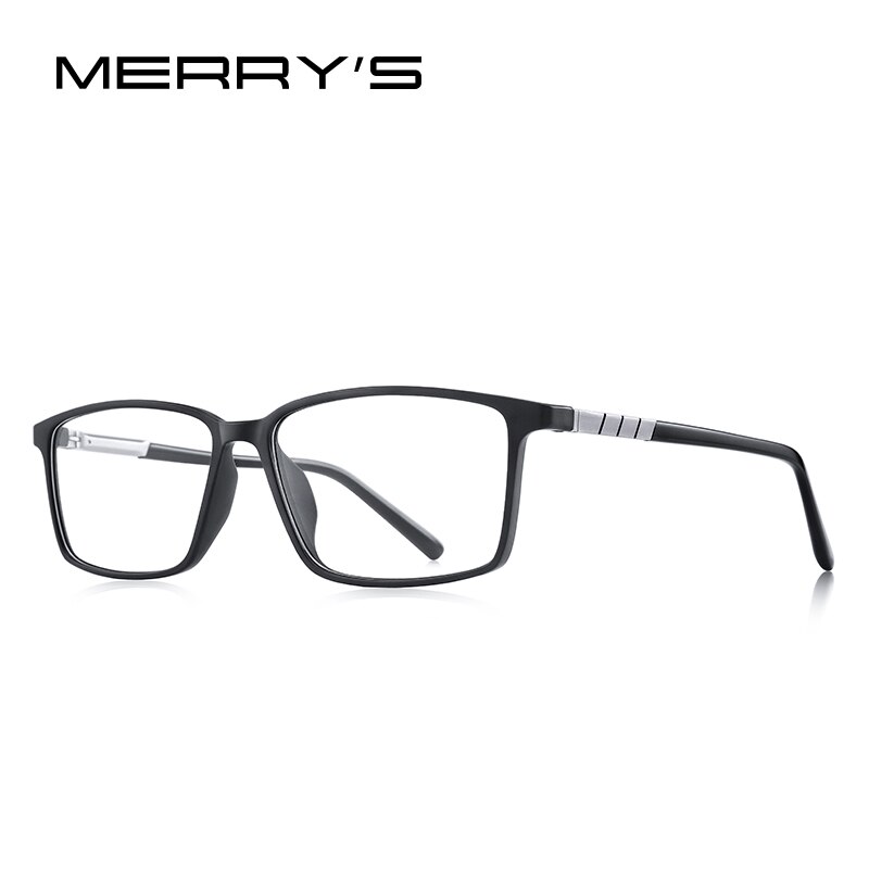 MERRYS Men Square Frame Eyeglasses Myopia Prescription Optical Eyewear Acetate Frame S2205: C01 Matte black