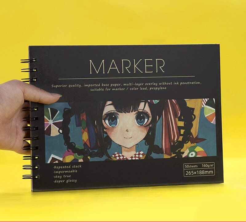 Thick Cover 16K/8K/A4 Art Marker Sketchbook 50 Sheet Blank Painting Drawing Graffiti Paper Sketch Pad Supplies School Stationery: 8K / book d  style