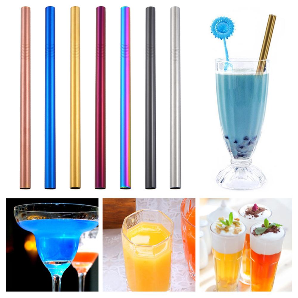 Practical Metal Drinking Straws 304 Stainless Steel Straw for Cup Straight Straw Cleaning Brush Velvet Pouch Bar Party Accessory