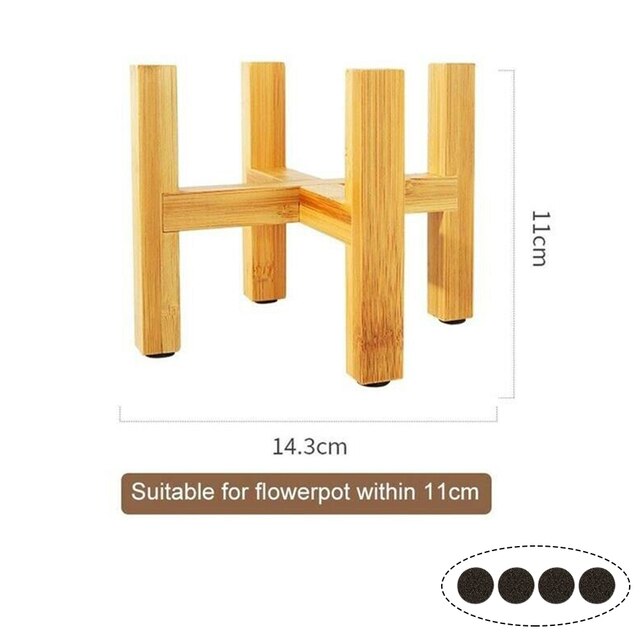 Portable Bamboo Flower Stand Mini Plant Flower Pot Wooden Holder Plant Pot Shelf Four-legged Flower Pot Bracket Display Tool: M
