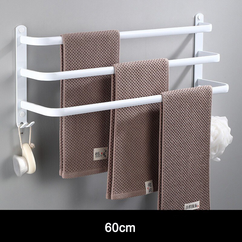 Towel Hanger Wall Mounted Towel Rack Bathroom Space Aluminum White Towel Bar Rail Matte White Towel Holder
