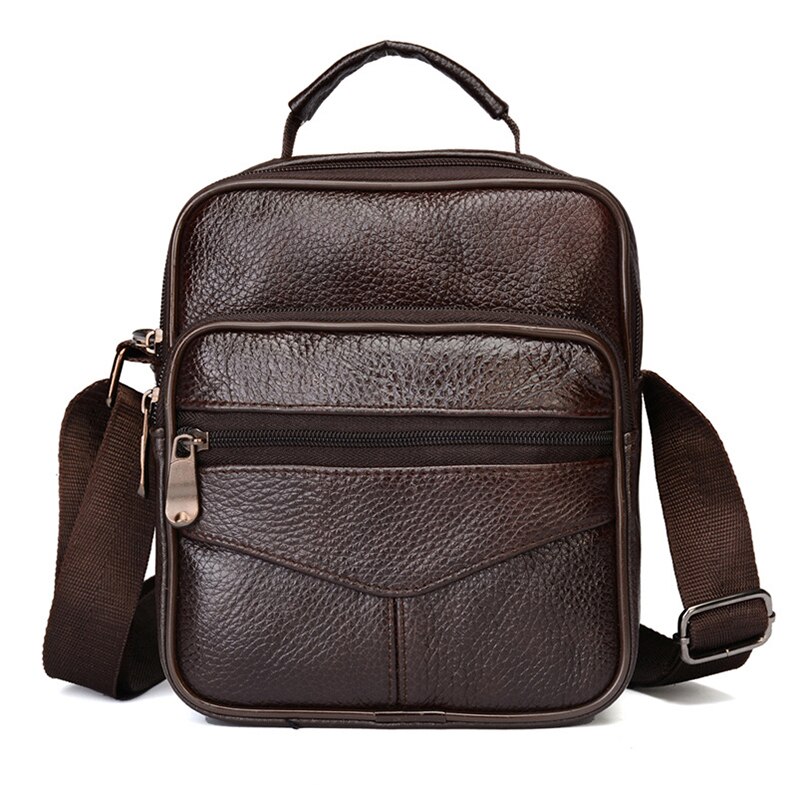 Vintage Koeienhuid Lederen Handtas Mannen Crossbody Tassen Solid Schoudertas Man Kleine Zakelijke Mannelijke Reizen Messenger Bags Koffie