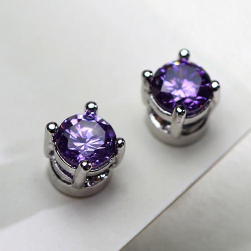 Magnetisk magnet örhängen män kvinnor strass infällda magnetiska örhängen örhängen icke piercing smycken: Lila
