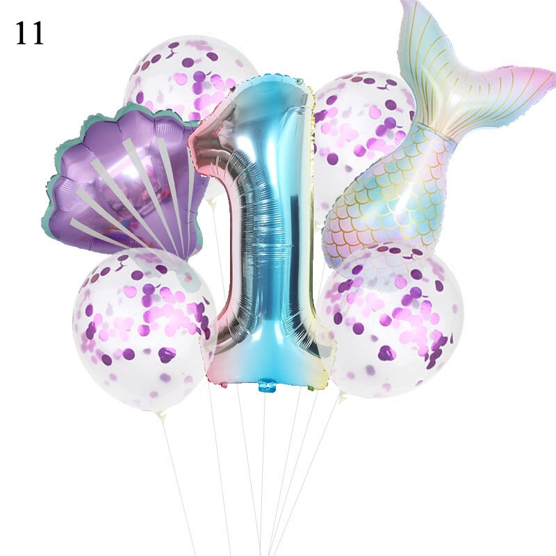 Birthday Party Balloon Decoration Mermaid Birthday Party Decor Number Balloon Decortion For Kids Little Mermaid Party Balloon: 11