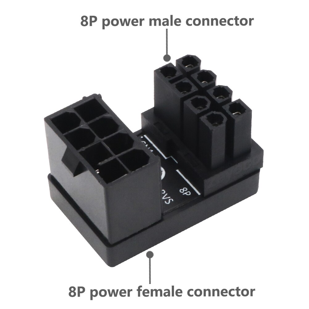 Atx 8-Pin Male 180 Graden Schuin Naar 8 Pin Female Power Adapter Voor Desktops Grafische Kaart Pc Grafische kaart