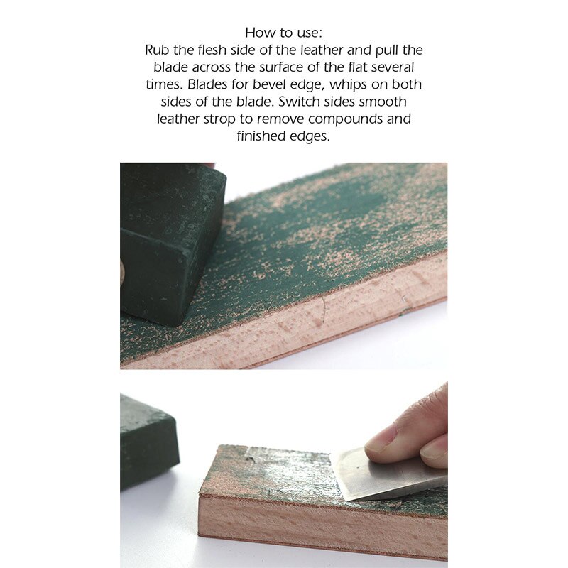 Wuta tre dobbel side lær kniv slipe stropp verktøy barberhøvel poleringsbrett med poleringsblanding og lær 7 farger tilgjengelig