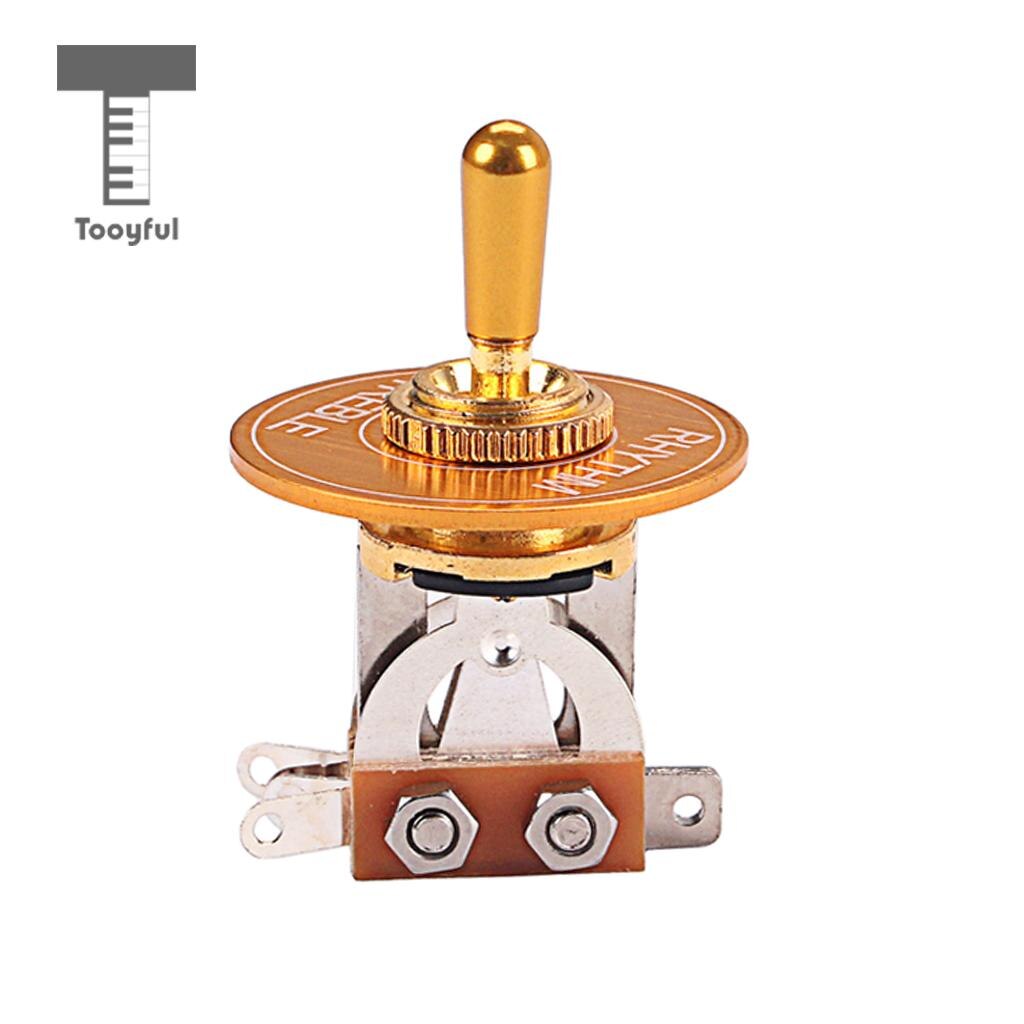 Tooyful Electric Guitar 3 Way Toggle Switch with Rhythm Treble Washer Ring Set Musical Intrument Parts: Golden 