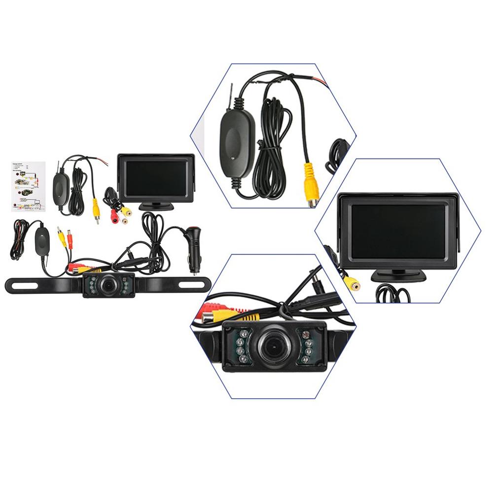 Wireless Backup Camera System Kit 4.3'' Monitor Rear View Reverse System Car Accessories For Car For Truck For Van For Camper