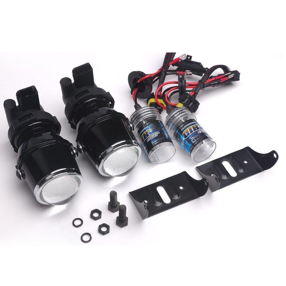 Estilo de coche de xenón H3 lámpara de niebla lámpara Hid lente del proyector de conducción para faro de coche proyector de xenón oculto lente Kit de 6000K