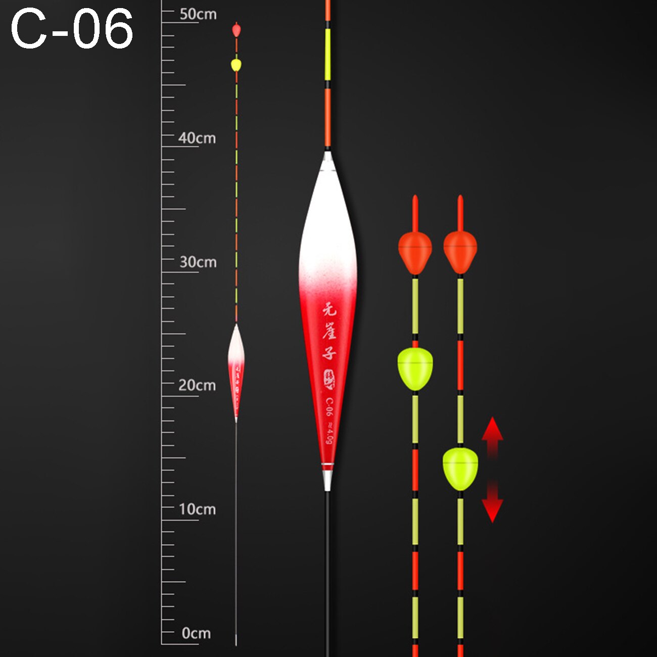 1pcs Fishing Floats Shallow Water Buoy Big Buoyancy Color Gradual Change Bobber Fresh Water Buoy Fishing Accessories: C-06