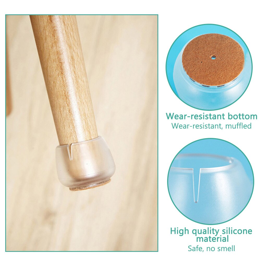 32pcs Soft Silicone Furniture Leg Cover Easy Install Transparent Chair Table Anti Slip Noise Reduction Floor Protectors Reusable