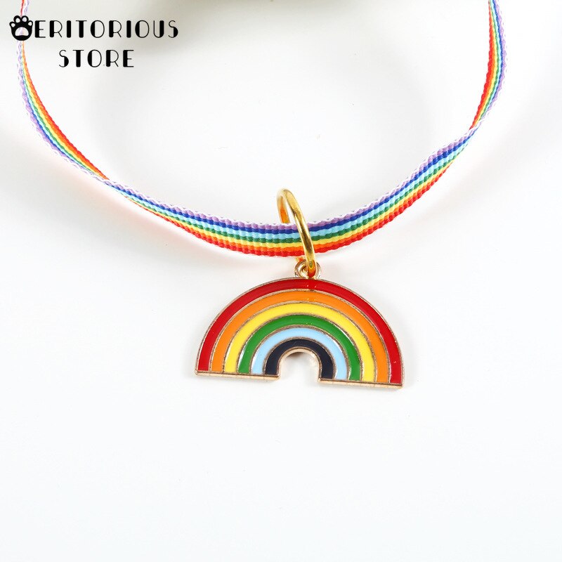 Arcobaleno ciondolo gatti collari fibbie in Nylon regolabili moda riflettente collare per animali domestici testa di gatto modello forniture per accessori