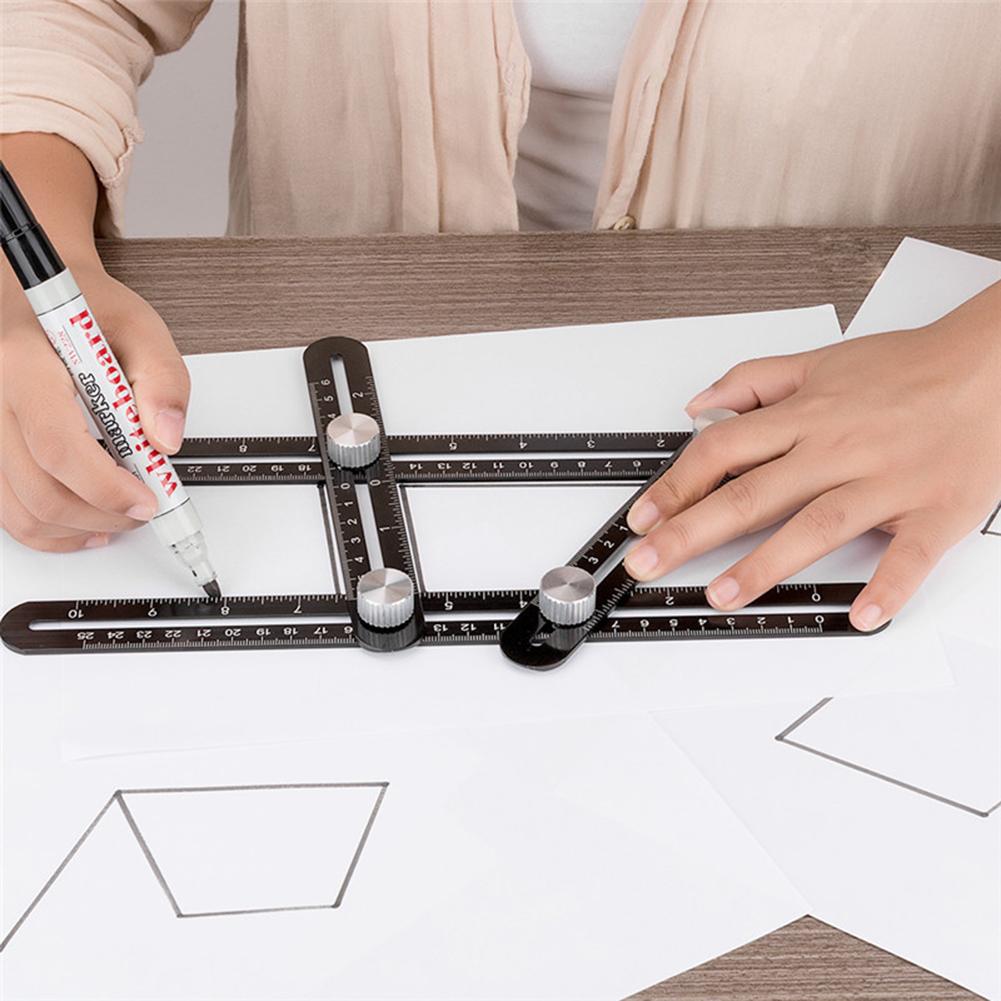 Practical Metal 4 Folding Ruler Builders Drawing Measure Angle Four-Sided Protractors Forms Template Tools Protractor