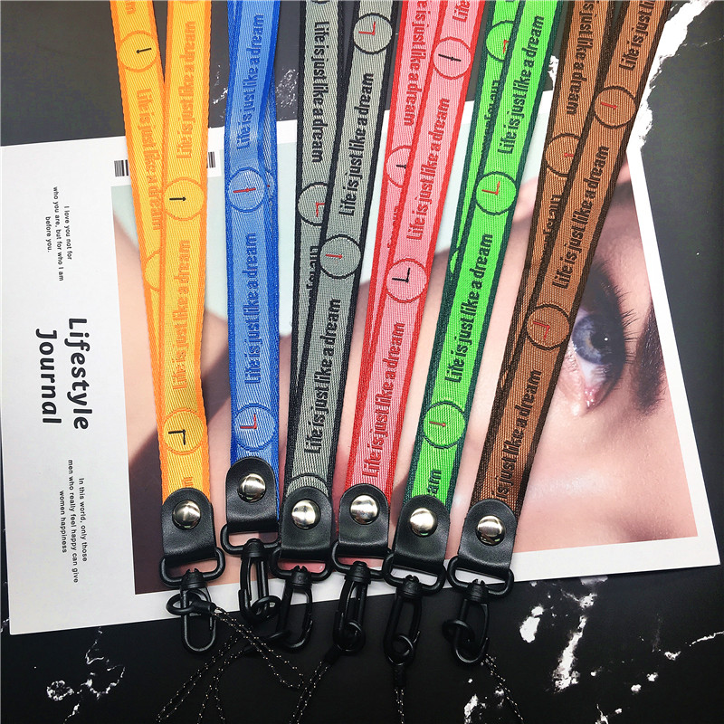 Mobile Phone Straps Time pattern Multi-function Lanyard for phones ID Card Pass Gym Keychain Lanyard Wrist Neck Strap for iphone