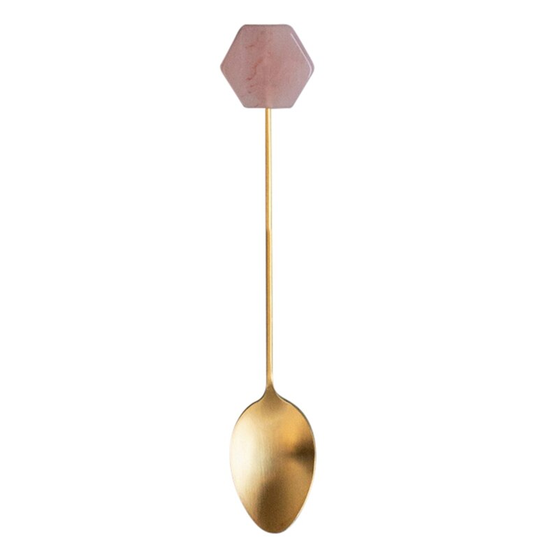 Stainless Steel Coffee Small Stirring Spoon Simple Acrylic Gold-plated Geometric Shape Dessert Spoon: P3