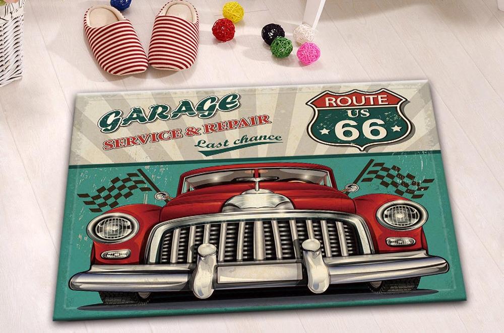Lb 60*40 vintage historisk rute 66 us biler motorcykel badeværelse tæppe gulvmåtte dørmåtte køkken toilet tæppe til mand stue: 2215 biler