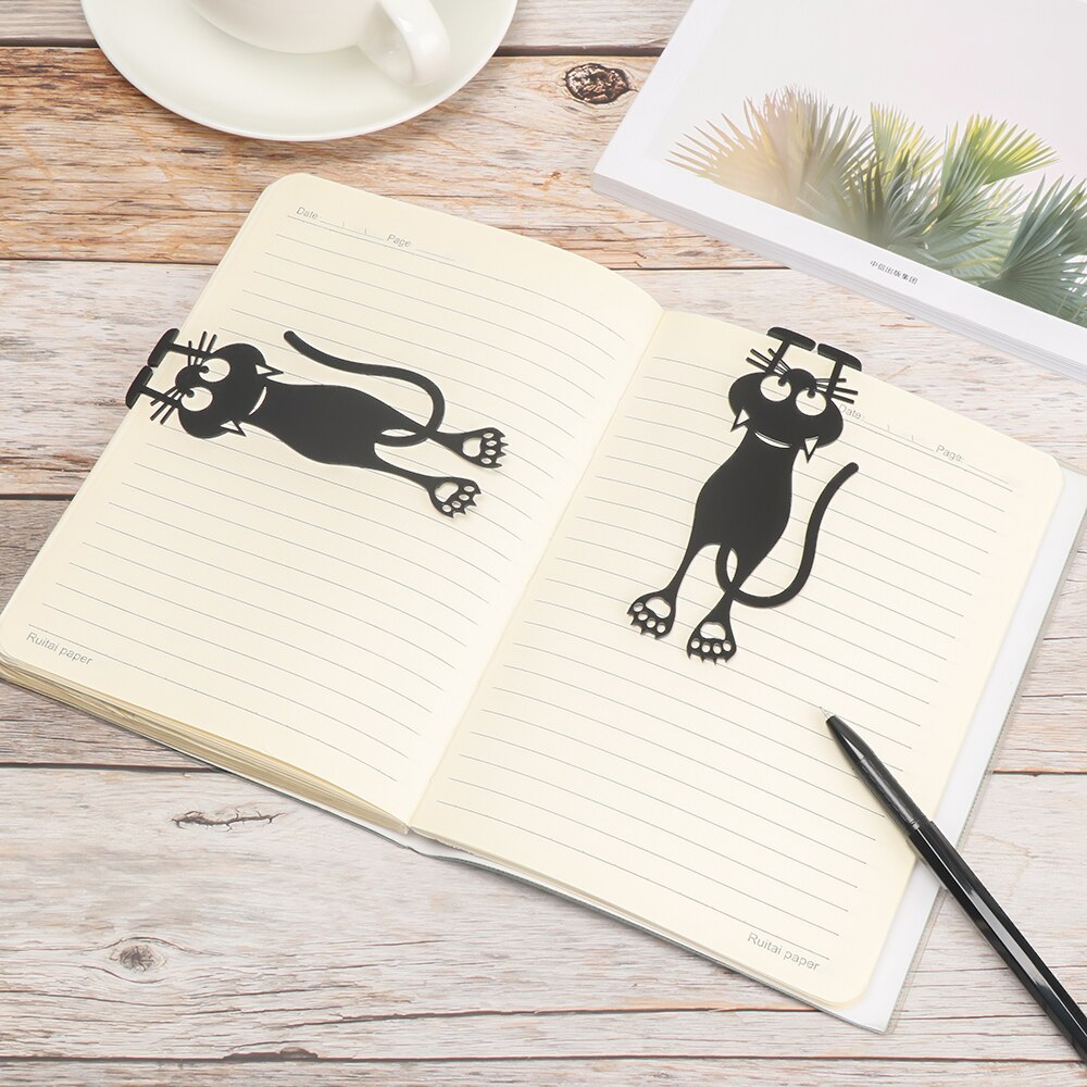 Marcapáginas 3D estéreo con forma de gato, marcapáginas de dibujos animados de animales encantadores, de paginación para estudiante, de chica, plástico, lindo
