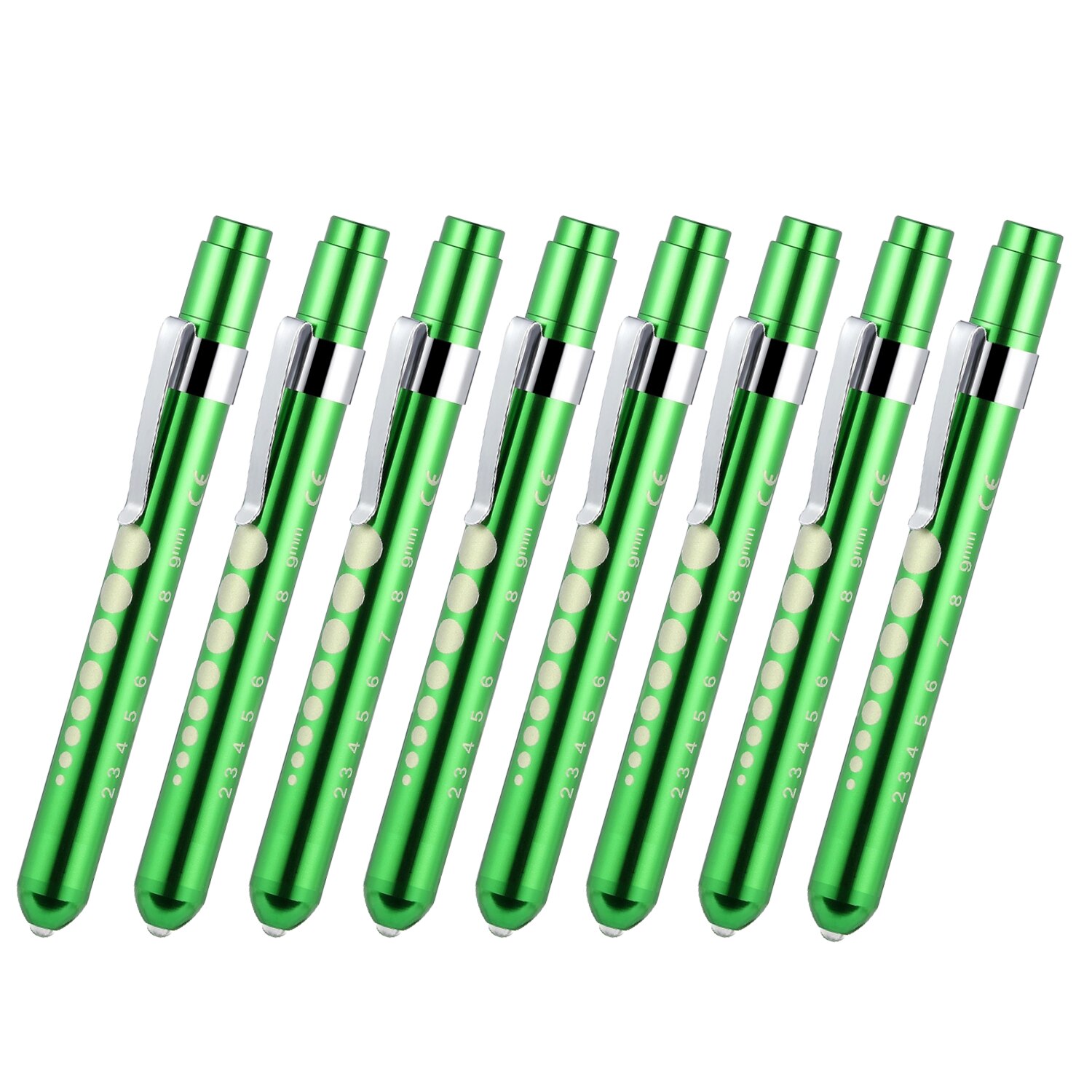 Stylo médical de poche en alliage d&#39;aluminium, 8 pièces, lampe torche Otoscope ophtalmoscope, lampe de poche LED pour le contrôle dentaire de la gorge: 8PCS Green Color