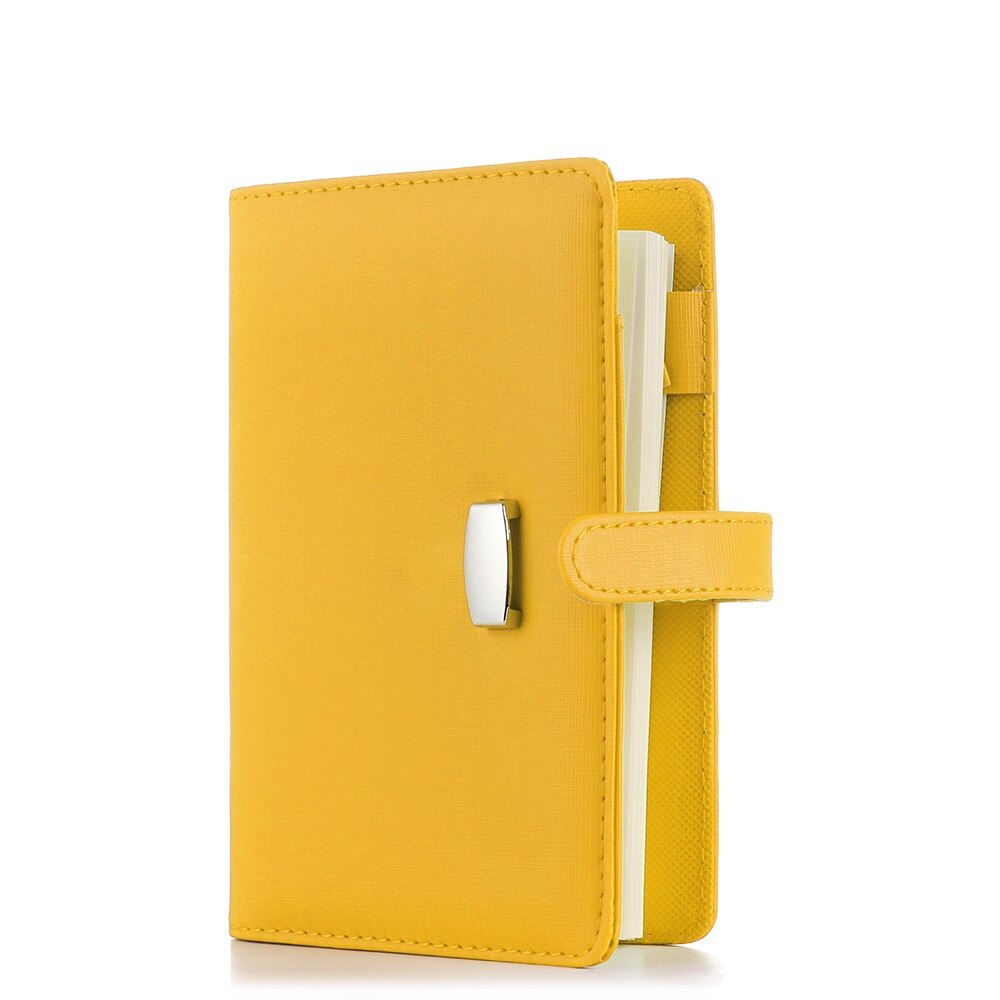 Carpeta de Anillas A6 A7 de PU con Clip, cuaderno de hojas sueltas de cuero, cubierta, Agenda, planificador, organizador, escuela, oficina, papelería: Yellow / A7