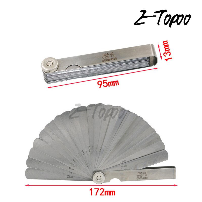32pcs/lot Blade Metric Feeler Gauge Filler Thinner Measurement Tool 0.02-1.00mm