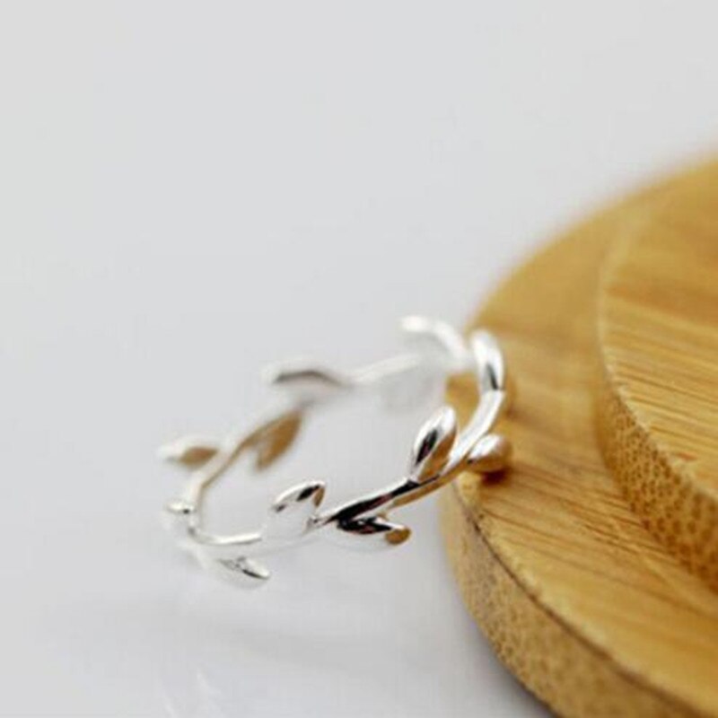 Eenvoudige esthetische boomtakken 925 sterling zilveren sieraden blad populair niet allergisch openingsringen  sr45