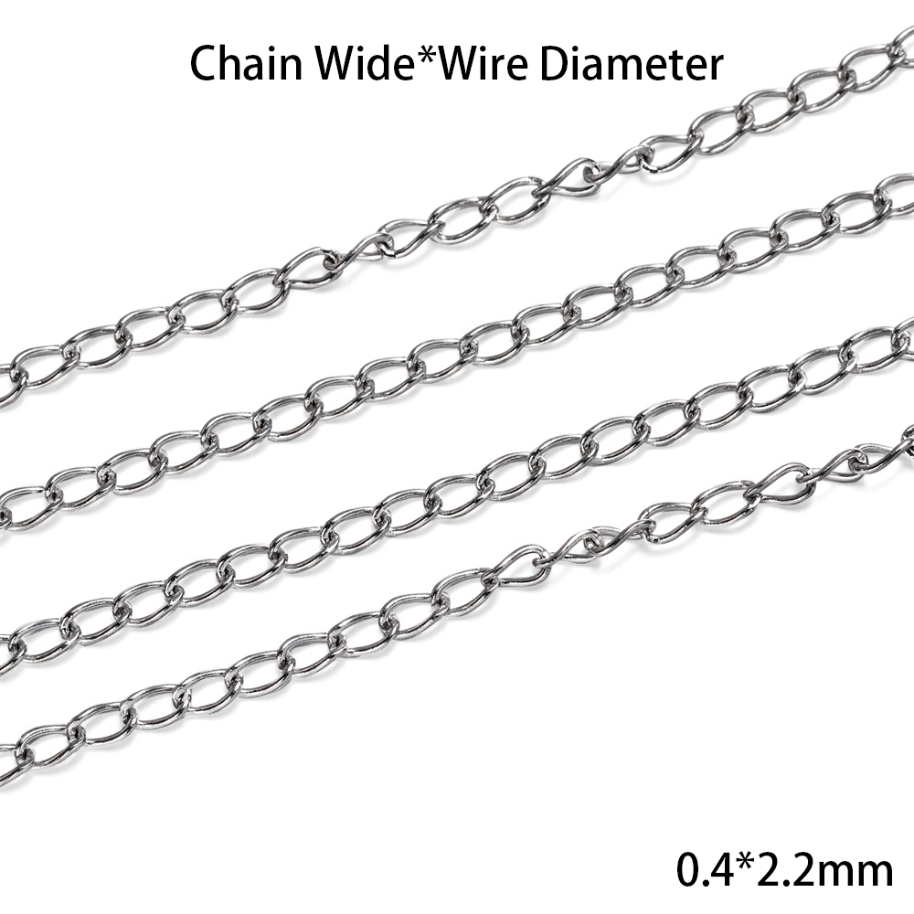 5 m/lote de cadena de acero inoxidable, cadenas de eslabones de varios estilos, nunca se decolora, cadena de collar a granel para hacer joyería DIY, accesorios: Negro