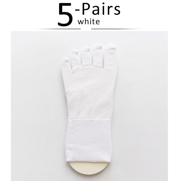 5 paar dames teen zijden sokken nylon effen dunne Japanse stijl zacht elastisch duurzaam zweetabsorberend ademend 5-vinger sokken: WHITE