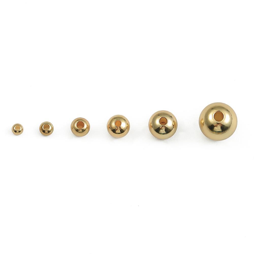 3/4/5/6/8mm 18k Gold Überzogene Runde Spacer Perlen Ball Ende Samen perle Kupfer Lose Perlen Für DIY Schmuck, Die Entdeckungen Zubehör