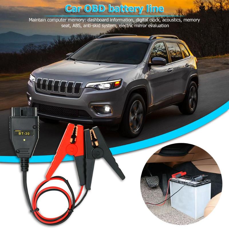 AUTOOL BT-30 Car OBD2 ECU Memory Saver Battery Replacement Tool Emergency Power Supply Cable Auto Power Supply Cable Connector
