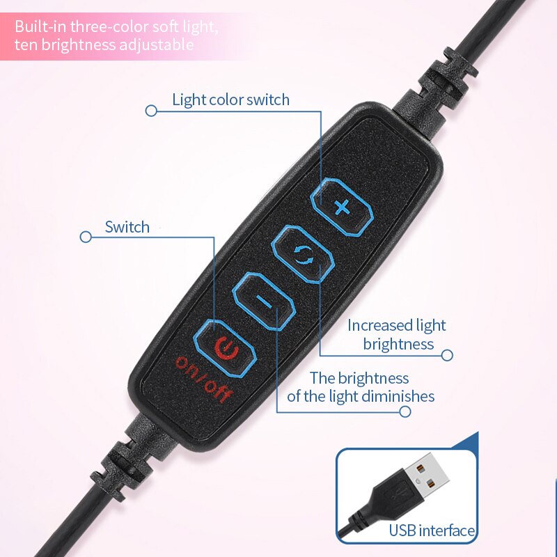 Trépied pliable pour téléphone avec miroir LED, support de téléphone pour maquillage en direct