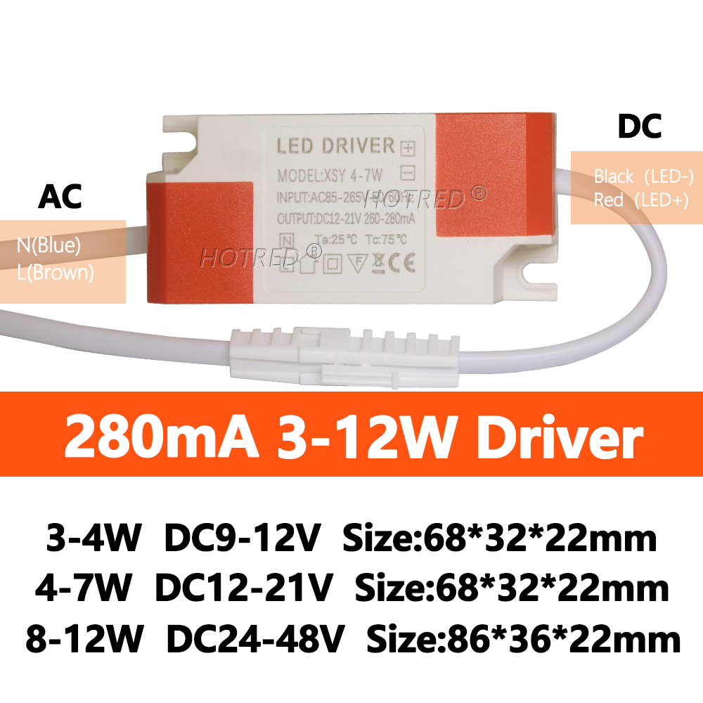LED-Treiber 300ma 280ma 1w 3w 5w 7w 12w AC 110V 220V bis DC9V 12V 15V 21V 24V 48V Beleuchtung Transformator Tafel Decken leuchte Streifen