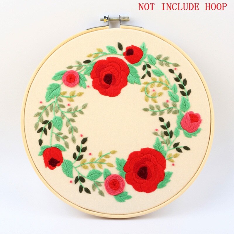 Simple Embroidery Kit Flowers Pattern DIY Handmade Craft Set