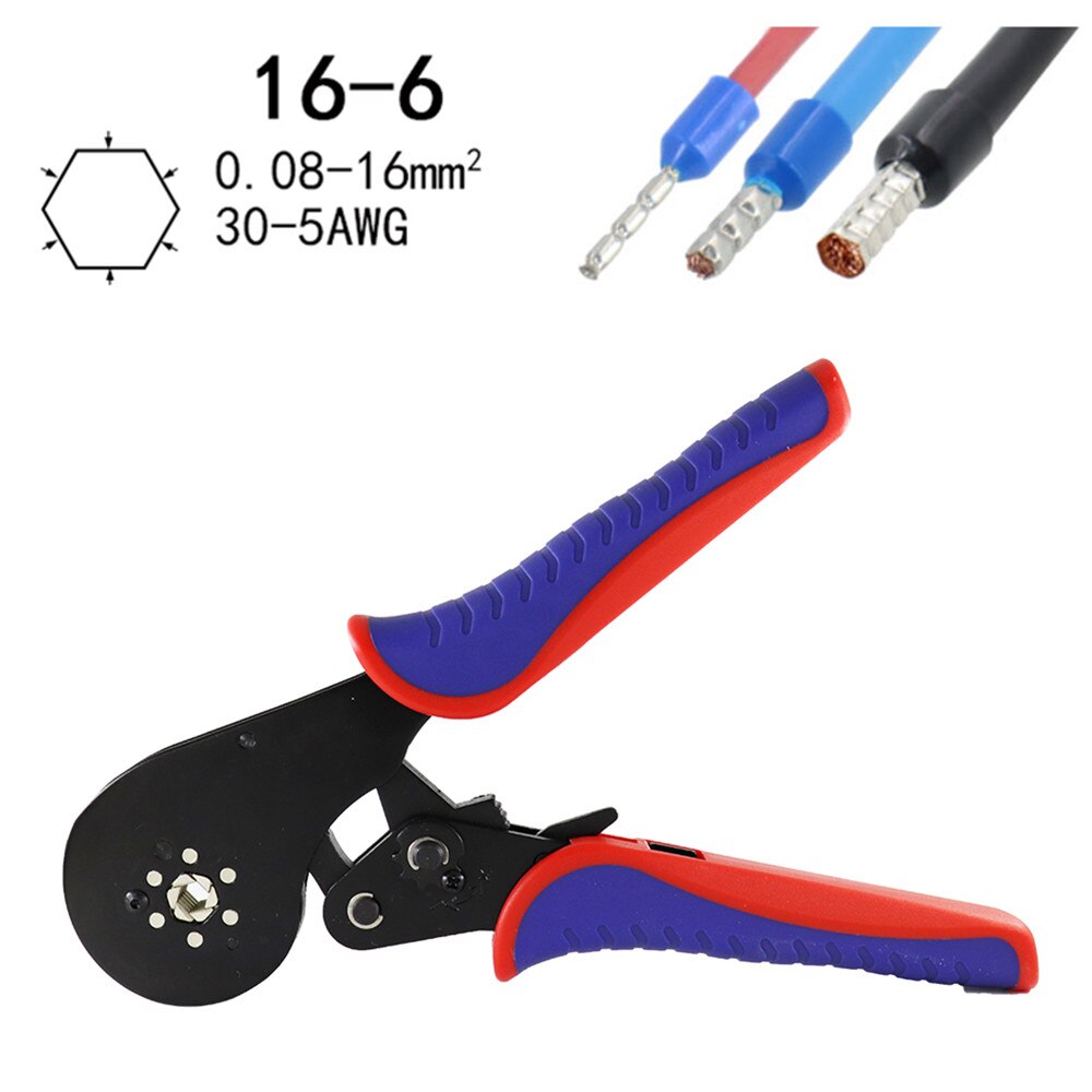 Rørformet klemmeværktøj 16-6/0.08-16 mm 2/30-5 awg 1200 stk/boks klemmer minitang præcisions elektriske klemmer sæt: 16-6 tang