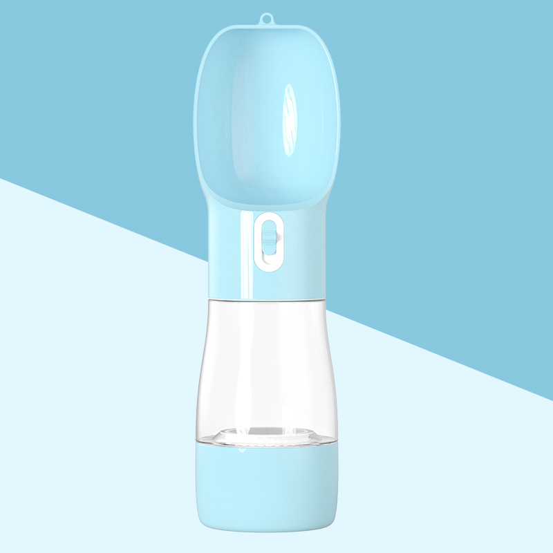 Botella de agua portátil para perros, multifunción, fuente de agua con tazón y contenedor de alimentos para perros y gatos, productos para mascotas: Food Water  Blue